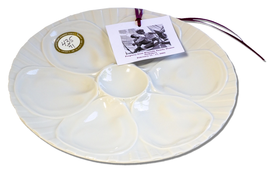 Elegant White-Glazed Oyster Plate Owned by the Kennedy Family -- From Sotheby's 2005 Sale, ''Property From Kennedy Family Homes''